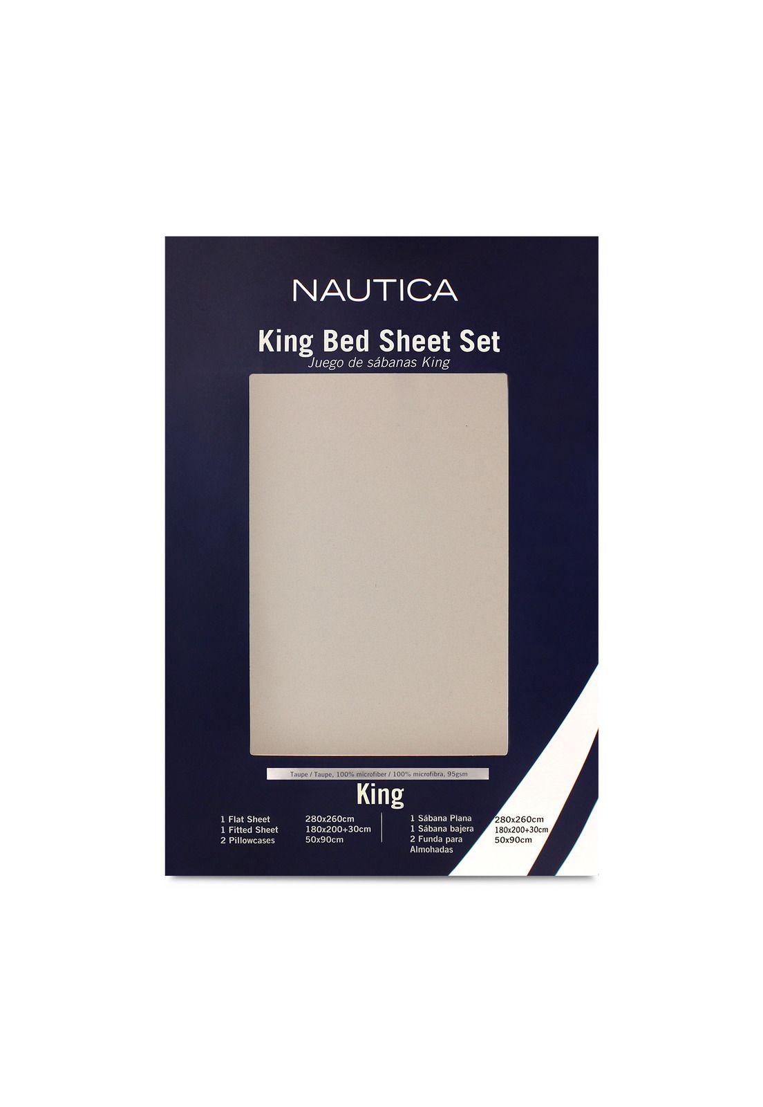 Juego de sábanas Nautica 4 piezas microfibra king beige-3