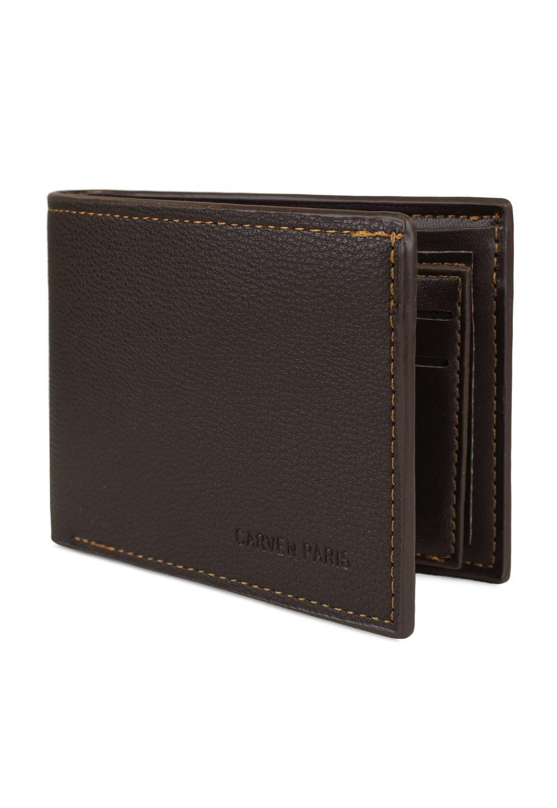 Billetera hombre Bruno café oscuro con monedero Carven Paris-3