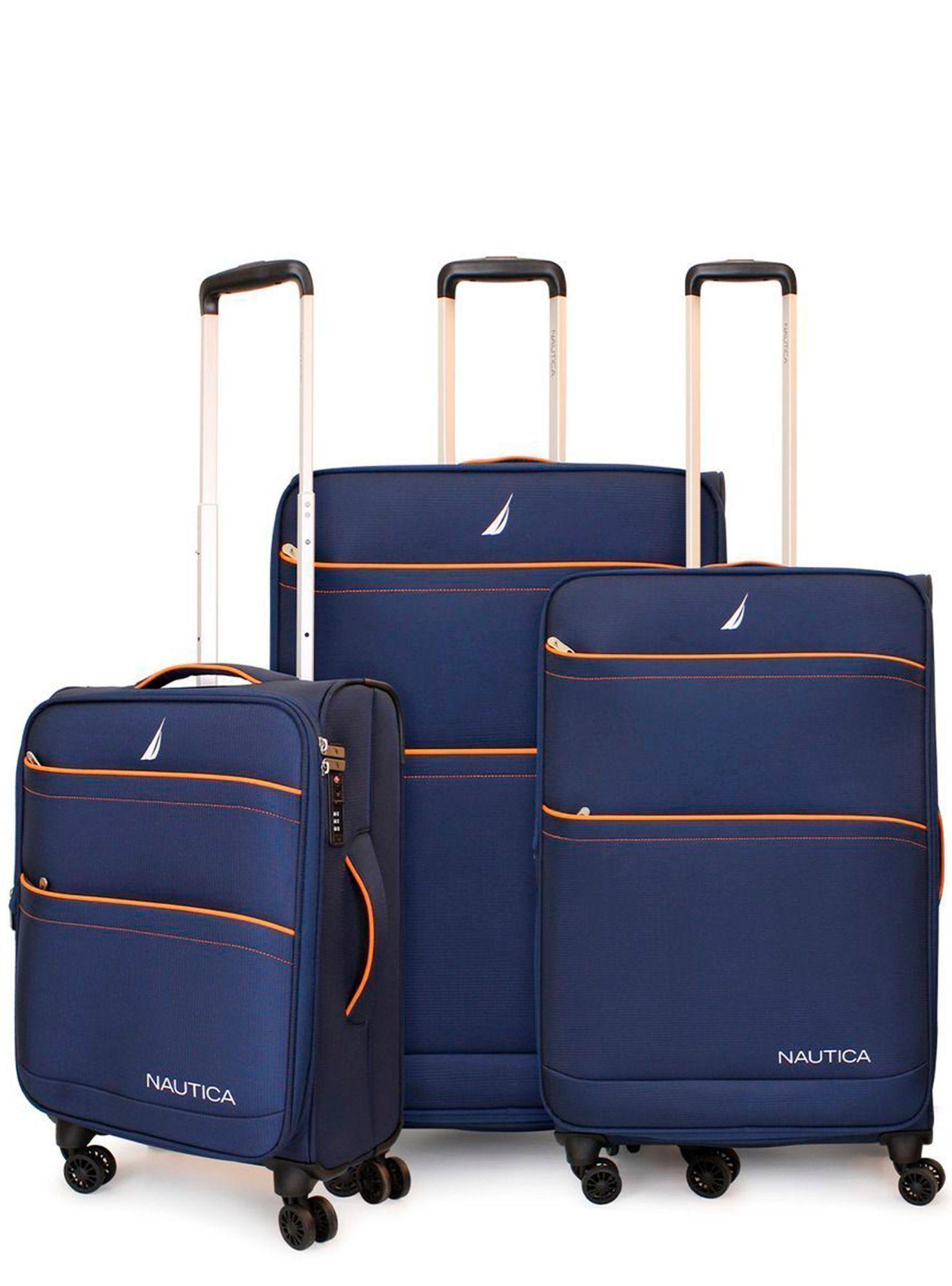 Set de 3 maletas blandas de tela S+M+L Nautica Lisboa azul-0
