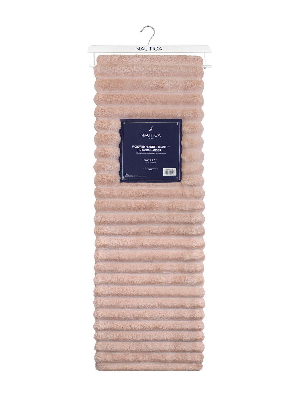 Pack 2 Mantas de cama Nautica Home Jacquard Franela ultrasuave 127x178cm rosa-5