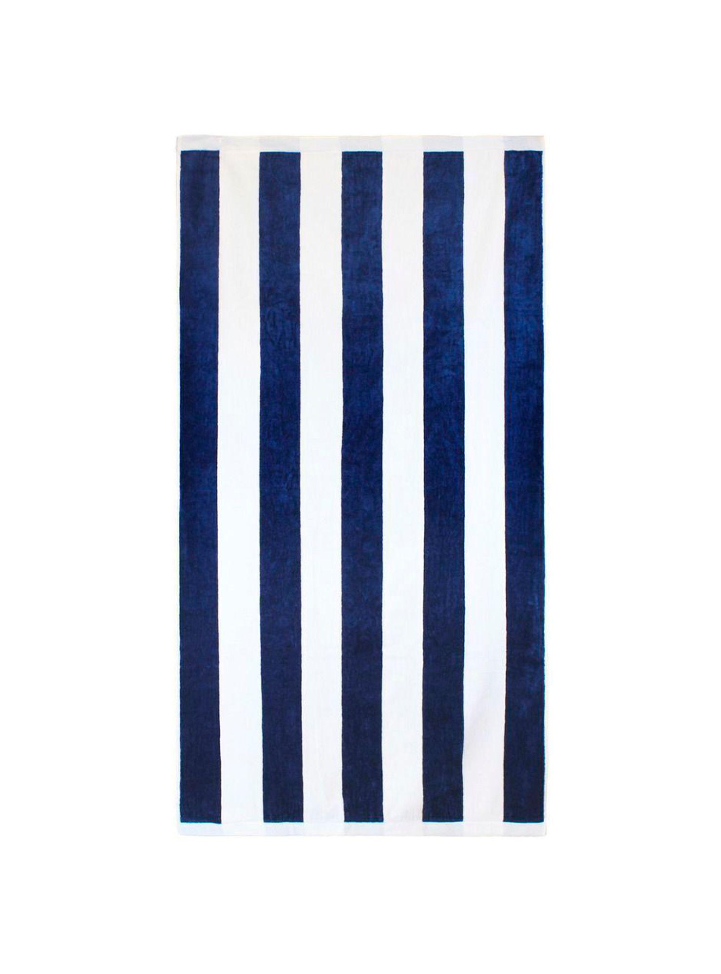 Toalla de playa Nautica Home 100% Algodón 81x163 diseño rayas azul marino-1