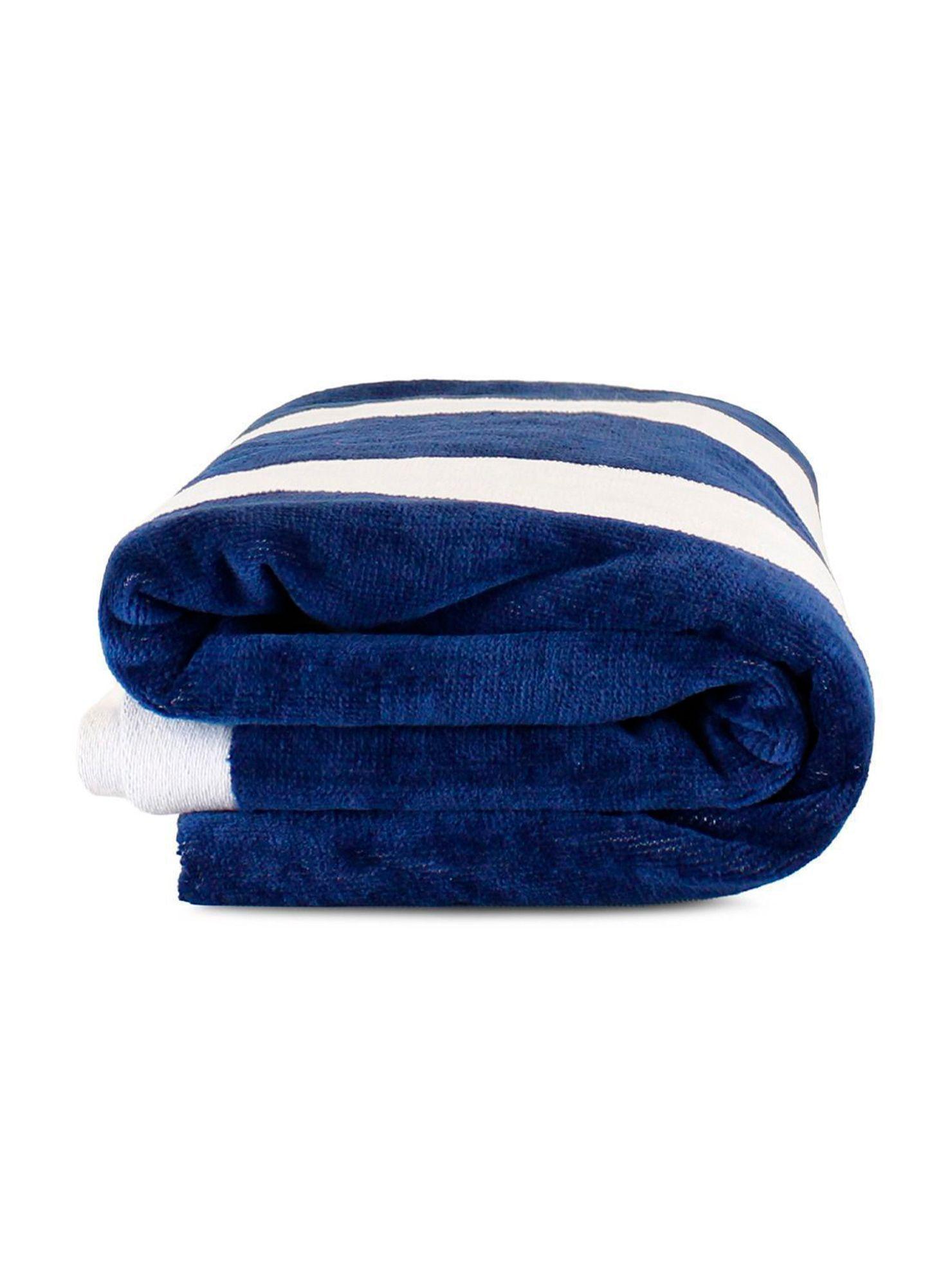 Toalla de playa Nautica Home 100% Algodón 81x163 diseño rayas azul marino-3