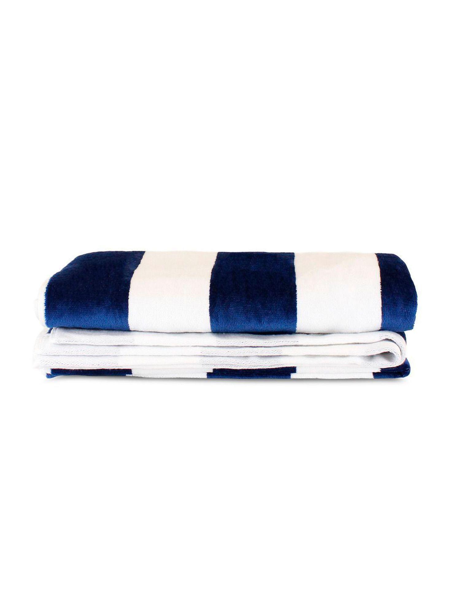 Toalla de playa Nautica Home 100% Algodón 81x163 diseño rayas azul marino-4