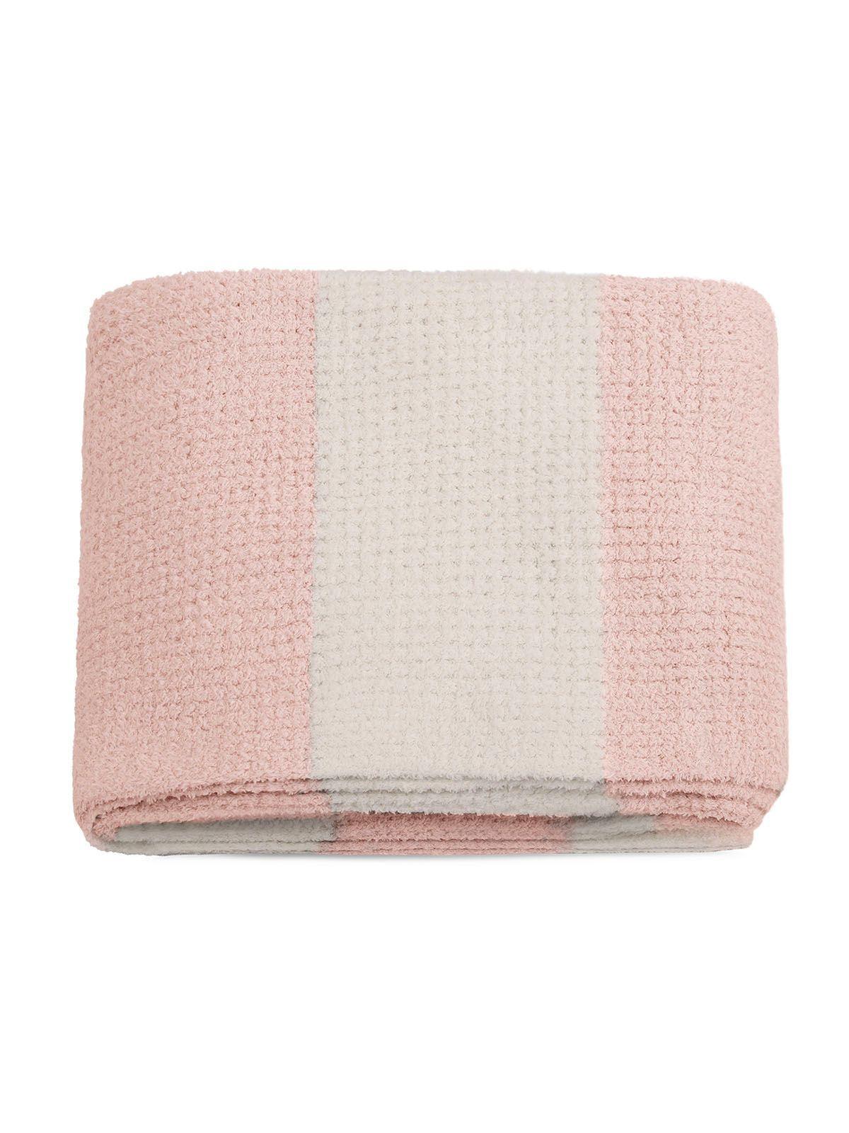 Manta de franela Nautica 127x152 Waffle cama sofá suavidad superior rosa-2