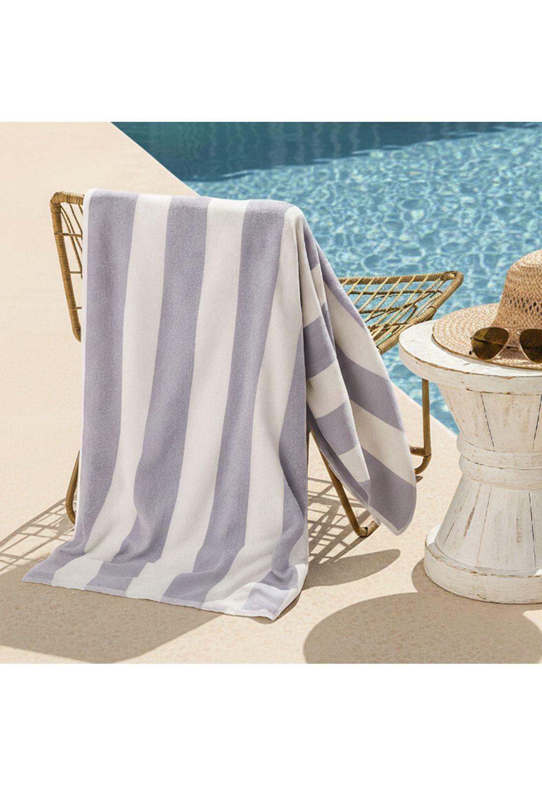 Toalla de playa Nautica Home 100% Algodón 163x81 diseño rayas gris-5