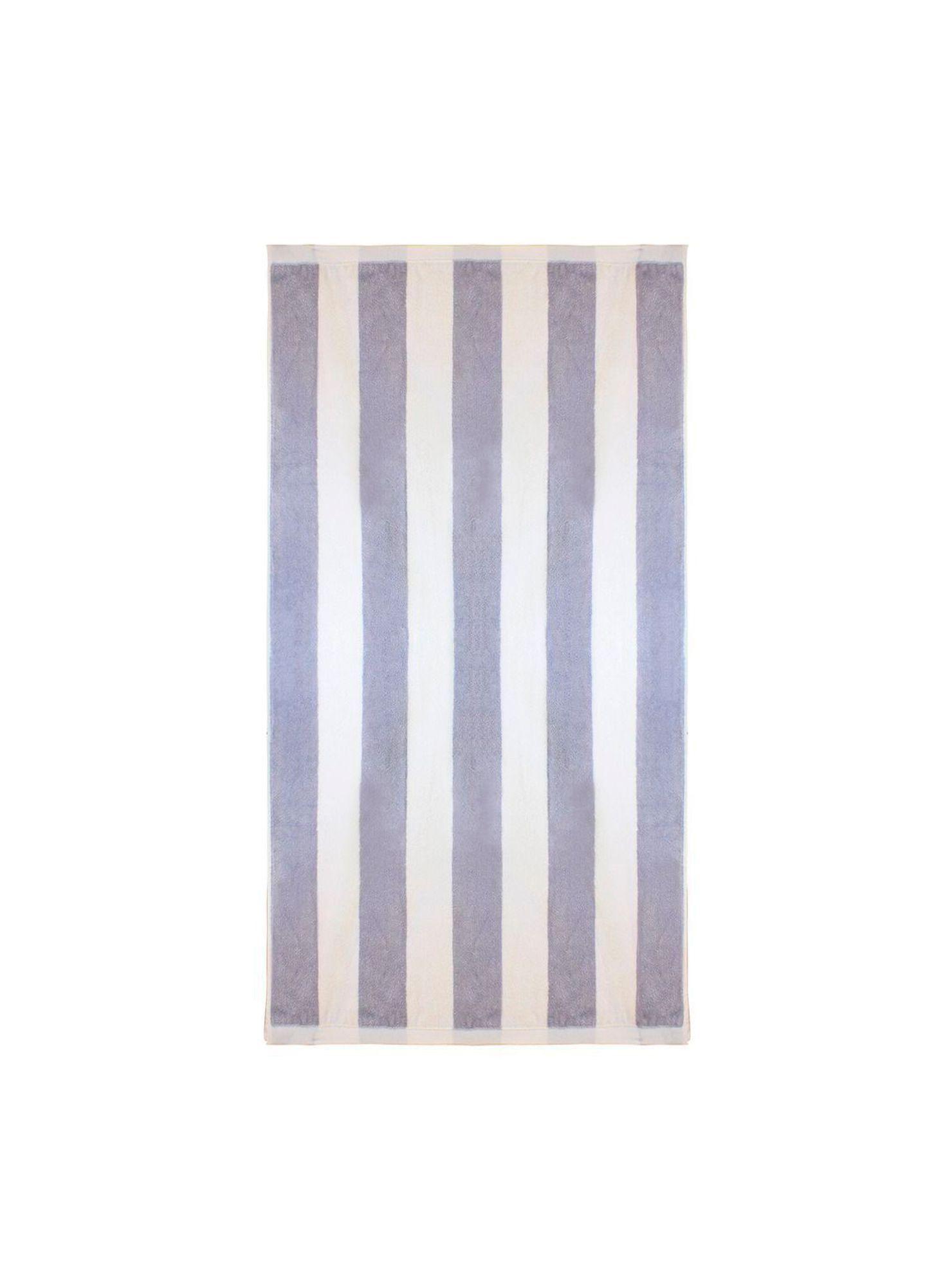 Toalla de playa Nautica Home 100% Algodón 163x81 diseño rayas gris-1