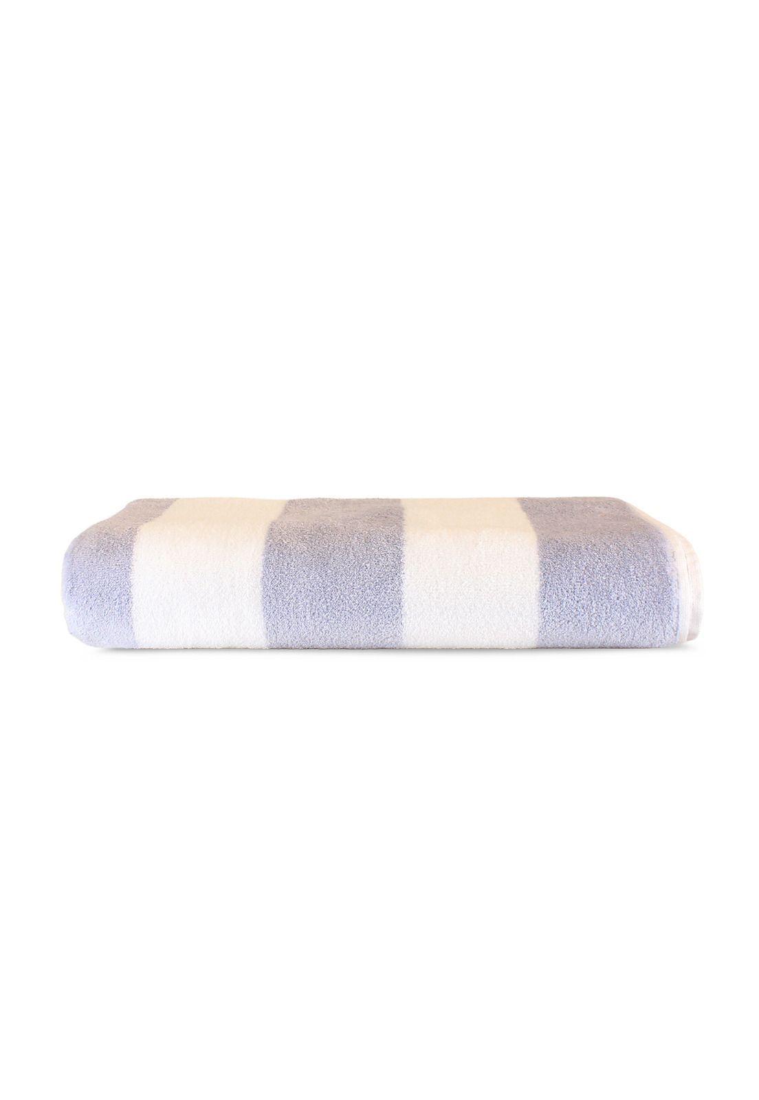 Toalla de playa Nautica Home 100% Algodón 163x81 diseño rayas gris-3