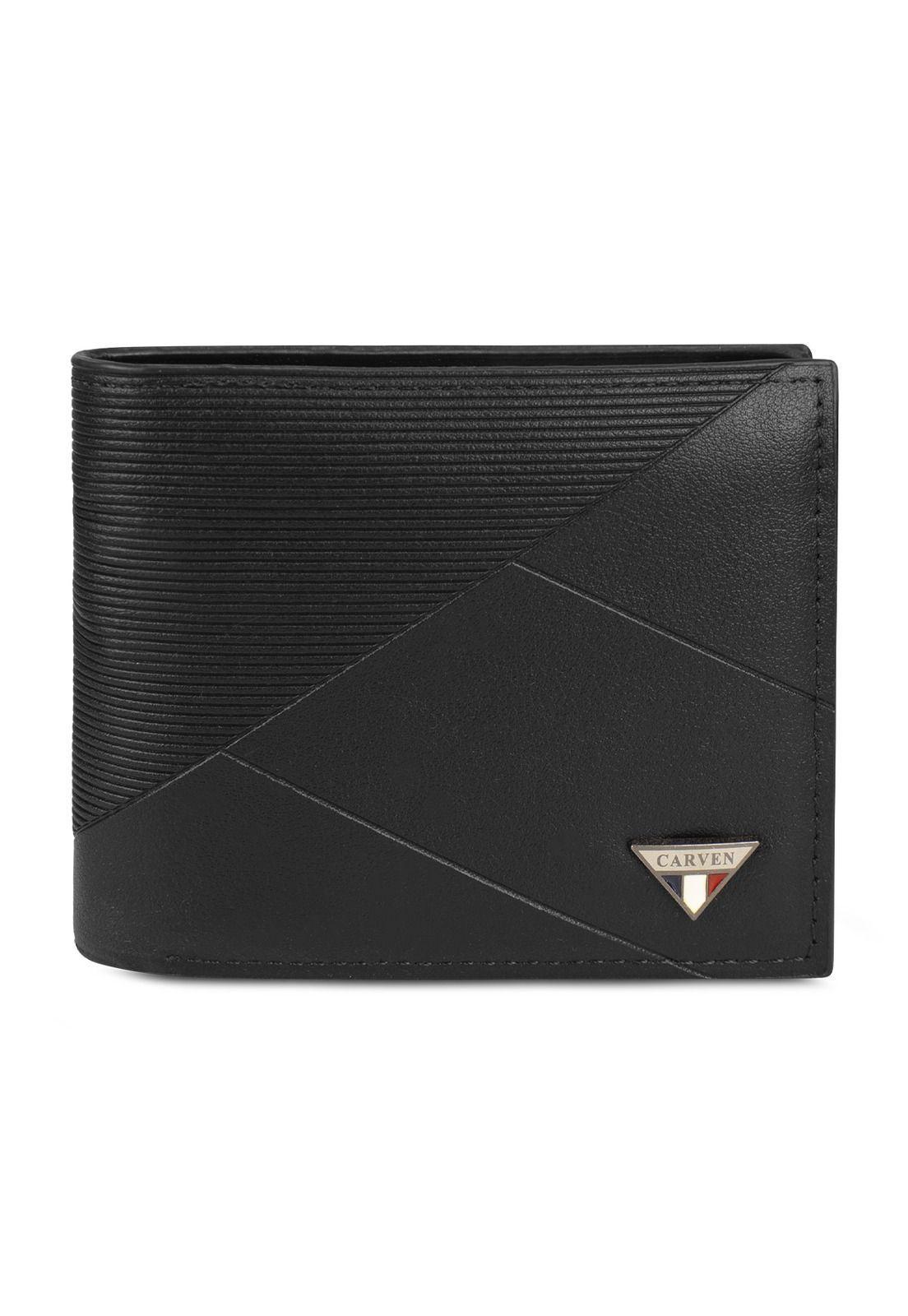 Billetera hombre Enzo negra con monedero Carven Paris-2