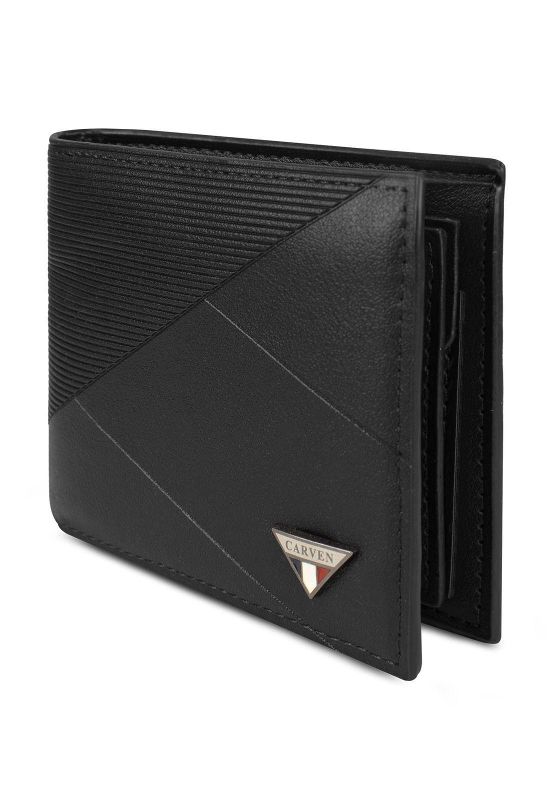 Billetera hombre Enzo negra con monedero Carven Paris-3