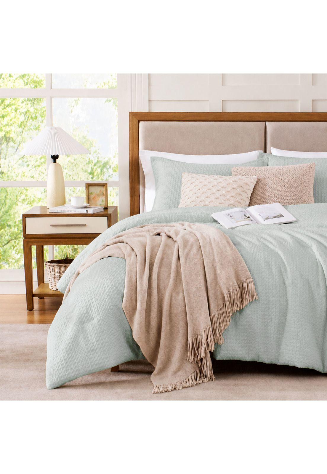 Cubrecama Queen Reversible + Fundas Nautica Home Verde agua-0
