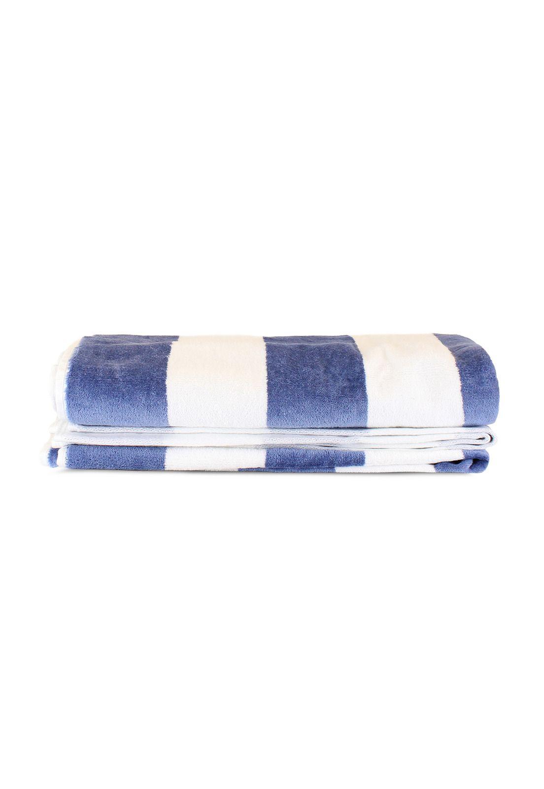 2 Toallas de Playa Nautica Home 100% algodón 163x81cm CABANA azul-5