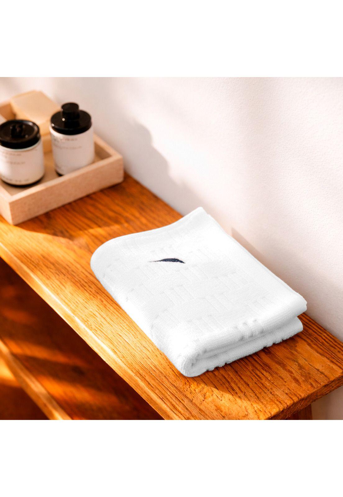 Set 4 Toallas Nautica SAVOY Cara+mano+cuerpo+piso 100% algodón alta calidad blanco-3