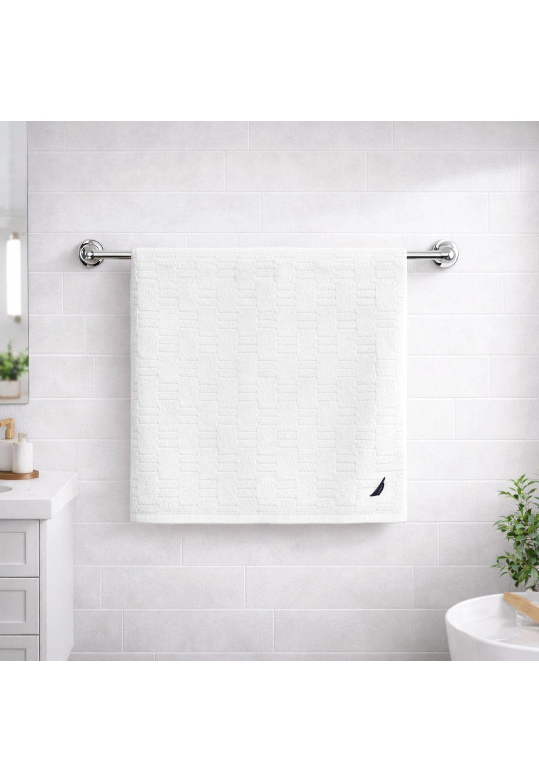 Set 4 Toallas Nautica SAVOY Cara+mano+cuerpo+piso 100% algodón alta calidad blanco-5