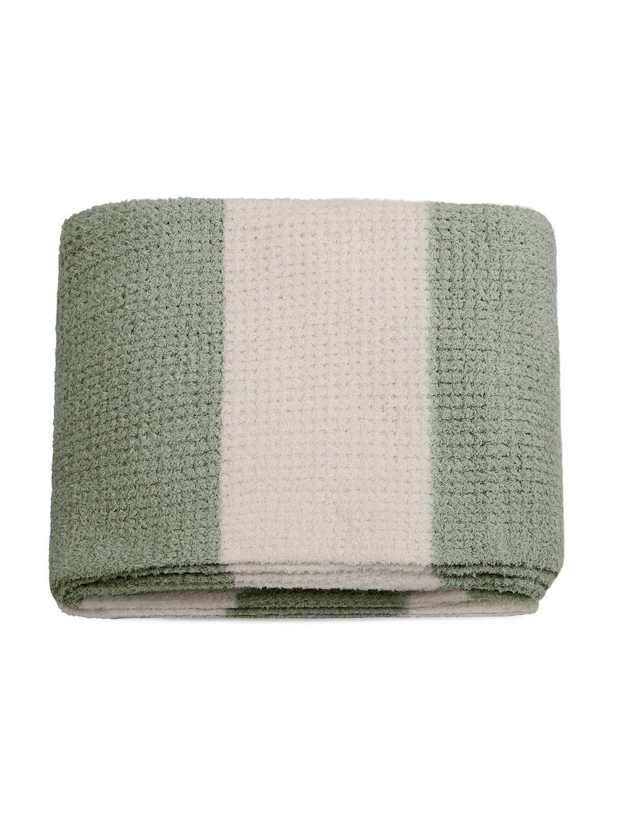 Manta de franela Nautica 127x152 Waffle cama sofá suavidad superior verde-2