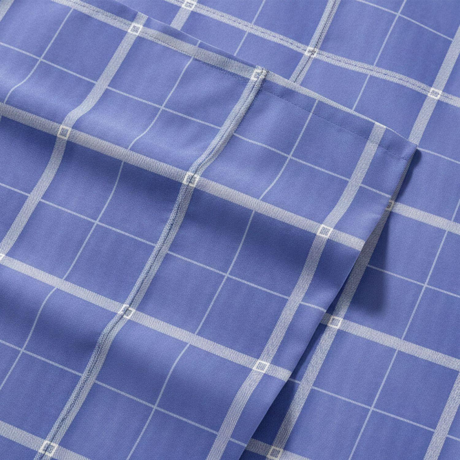 Juego de sábanas Nautica 4 piezas microfibra 2 plazas diseño a cuadros azul-2