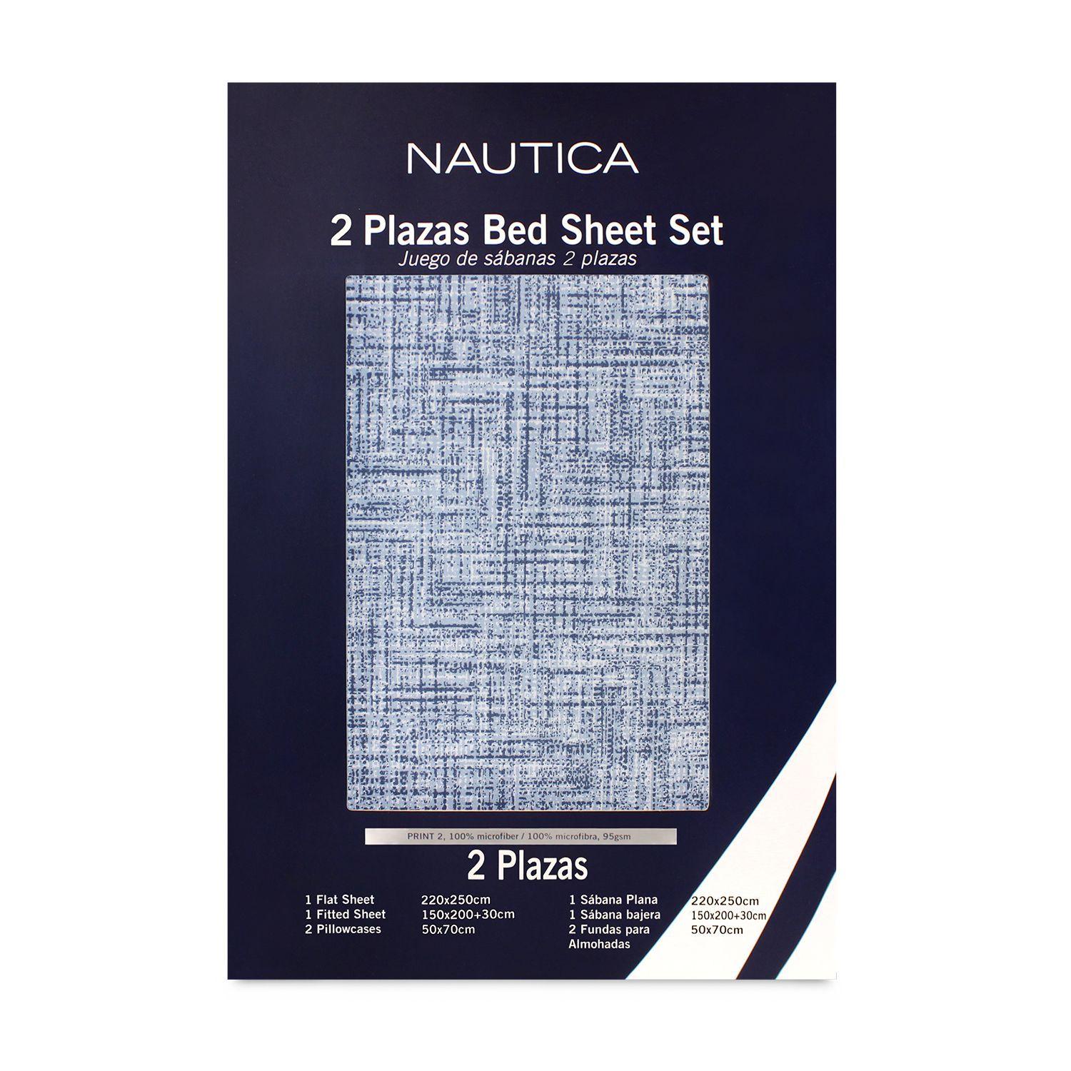 Juego de sábanas Nautica 4 piezas microfibra king tonos azules-5