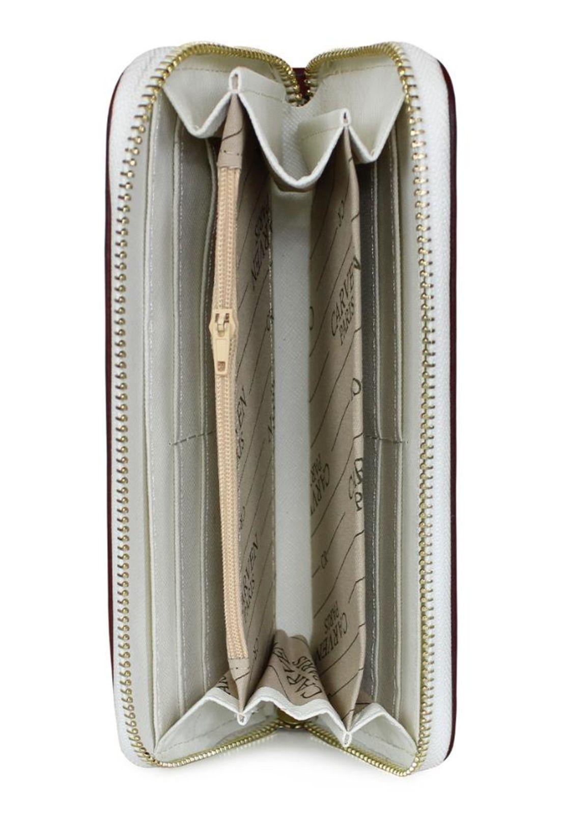 Billetera mujer Greta blanca y burdeo Carven Paris-2