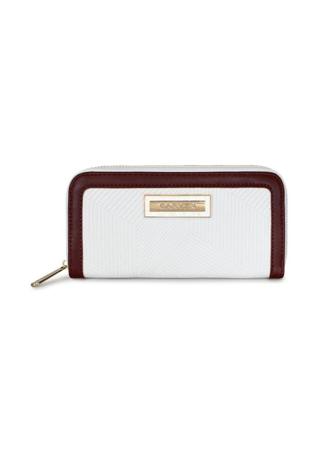 Billetera mujer Greta blanca y burdeo Carven Paris-4