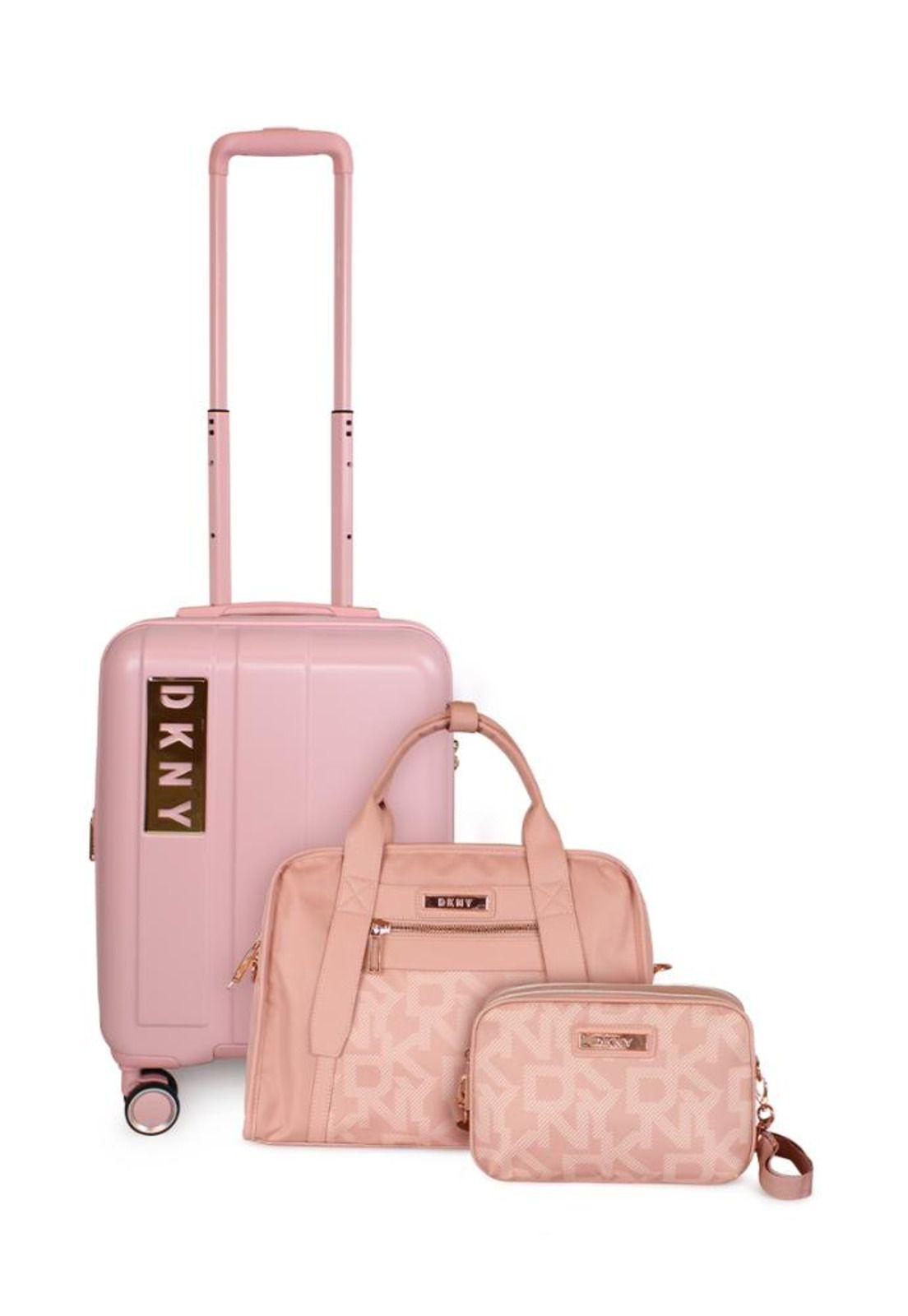 Set 3 maletas + 2 bolsos City Block S+M+L rosa DKNY-6