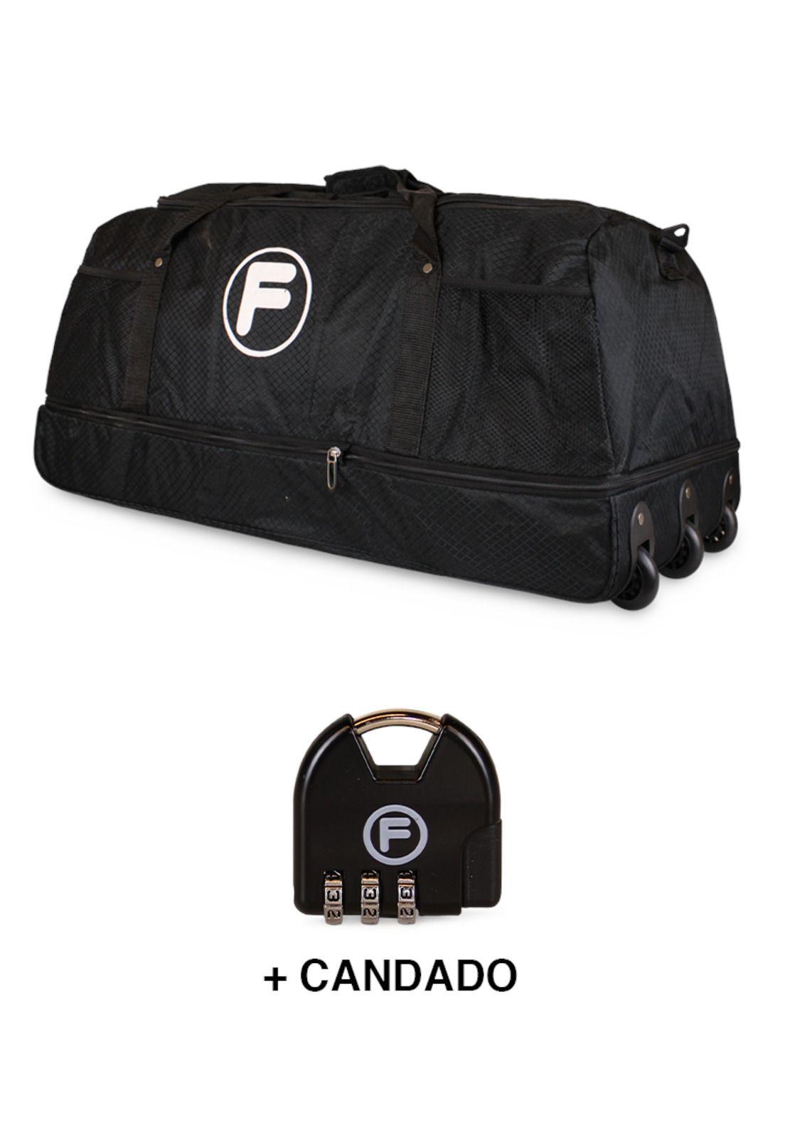 Bolso XL Kong negro enrollable con ruedas 130 ltrs + Candado F la Maleta de Chile-0