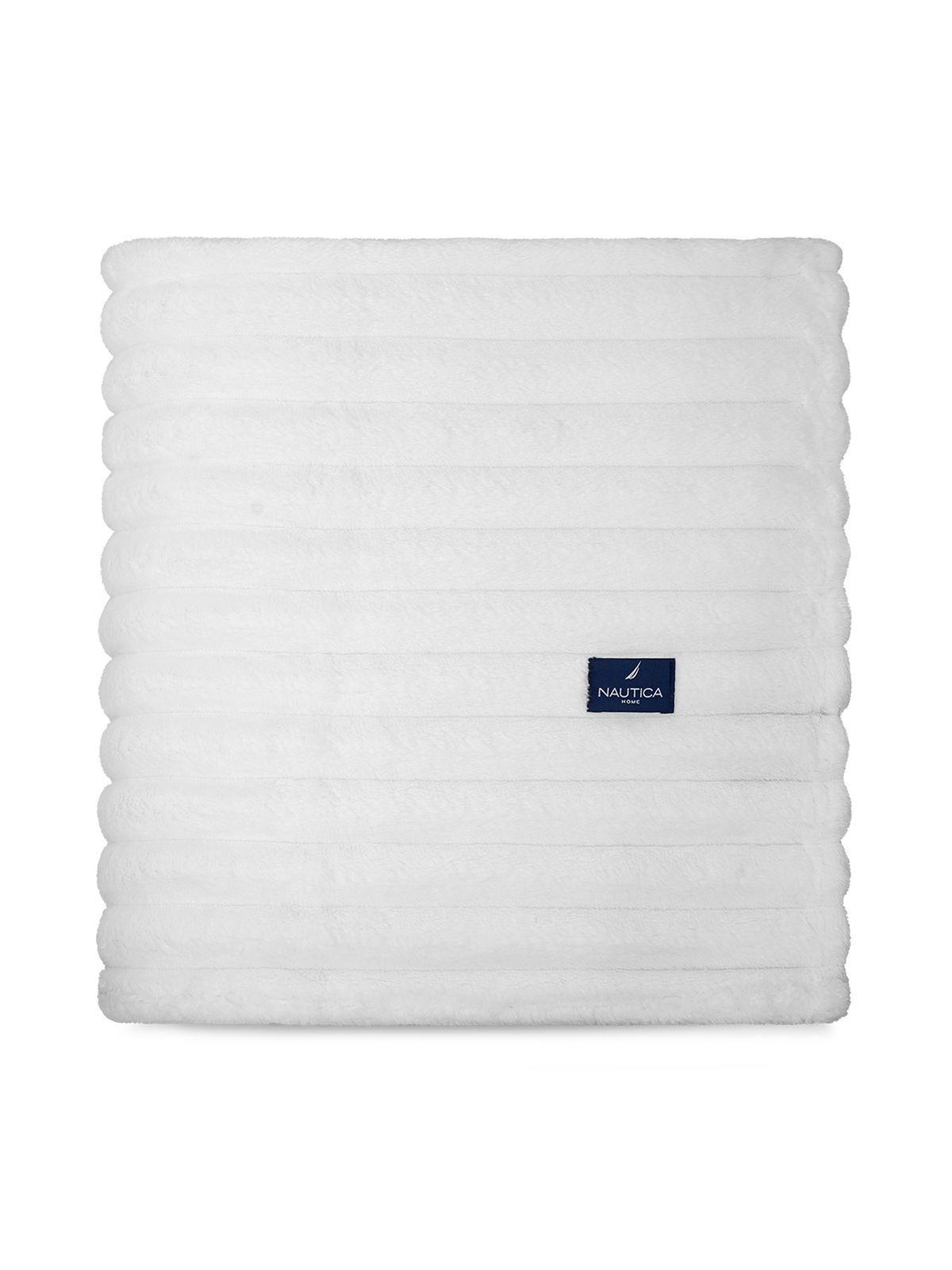 Manta de cama Nautica Home Jacquard Franela ultrasuave 127x178cm blanca-2