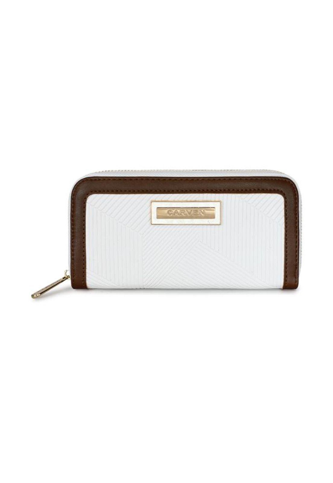 Billetera mujer Greta blanco y café Carven Paris-4