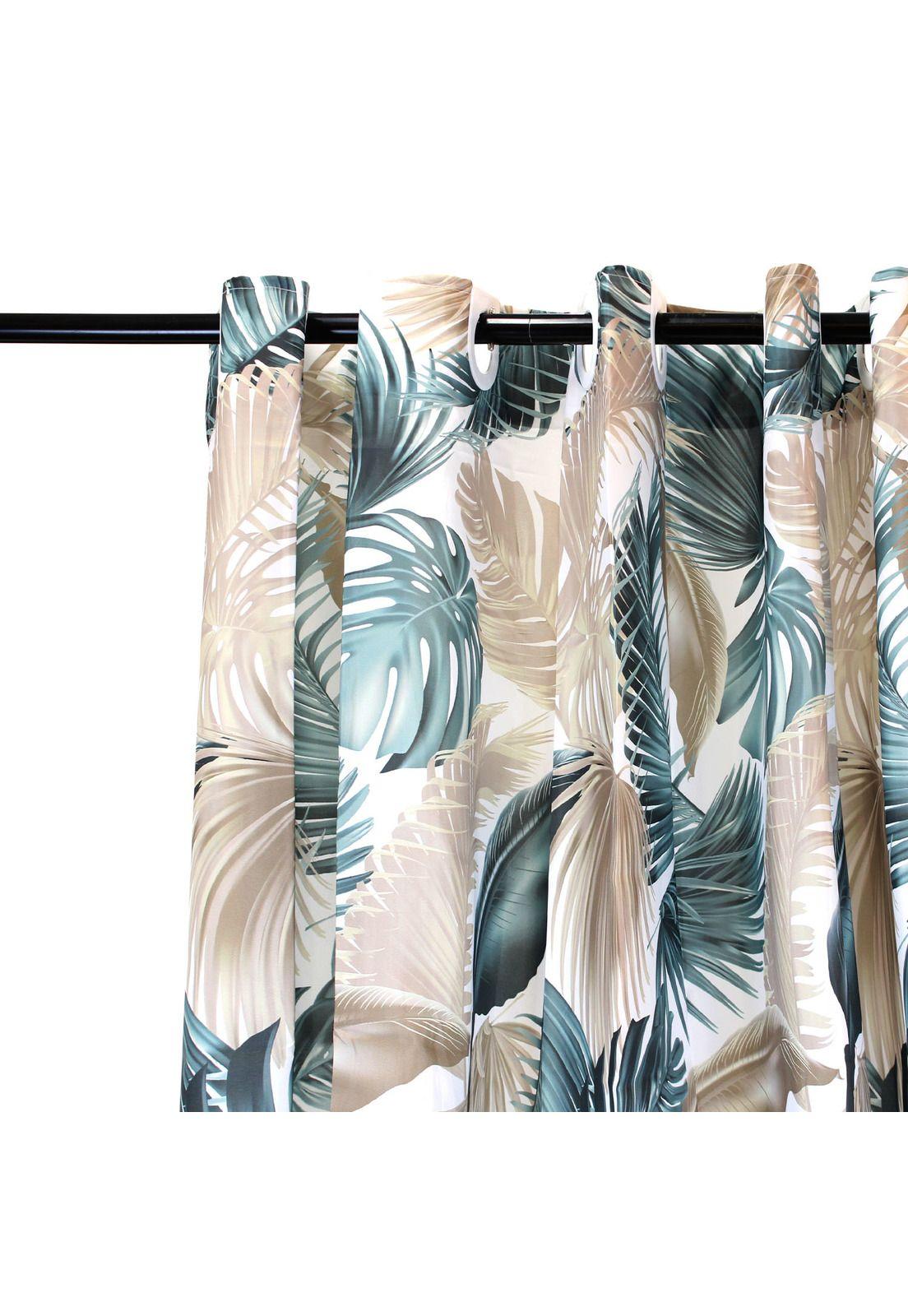 Set para baño Nautica Home Cortina+Alfombra+cesta diseño hojas tropicales-2