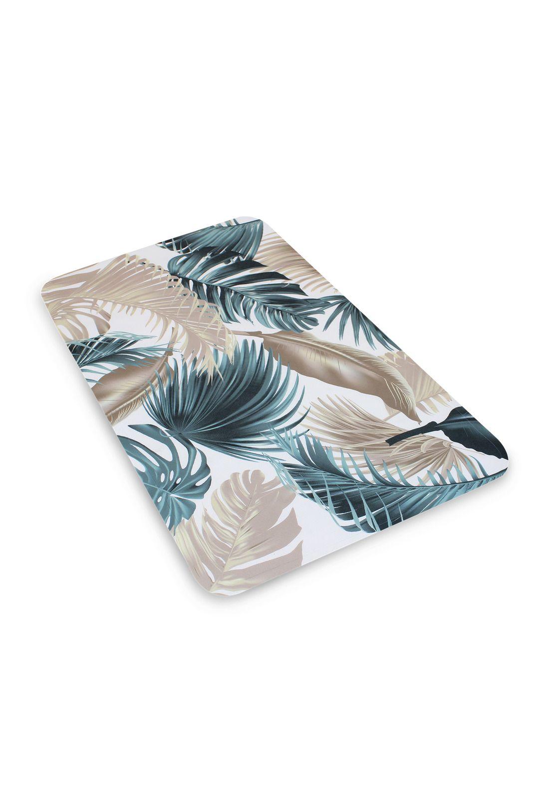 Set para baño Nautica Home Cortina+Alfombra+cesta diseño hojas tropicales-4