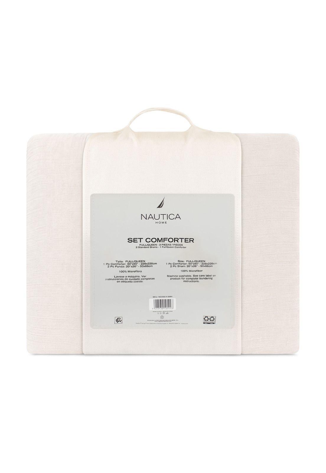 Cubrecama Queen Nautica Home Reversible beige + Fundas-2