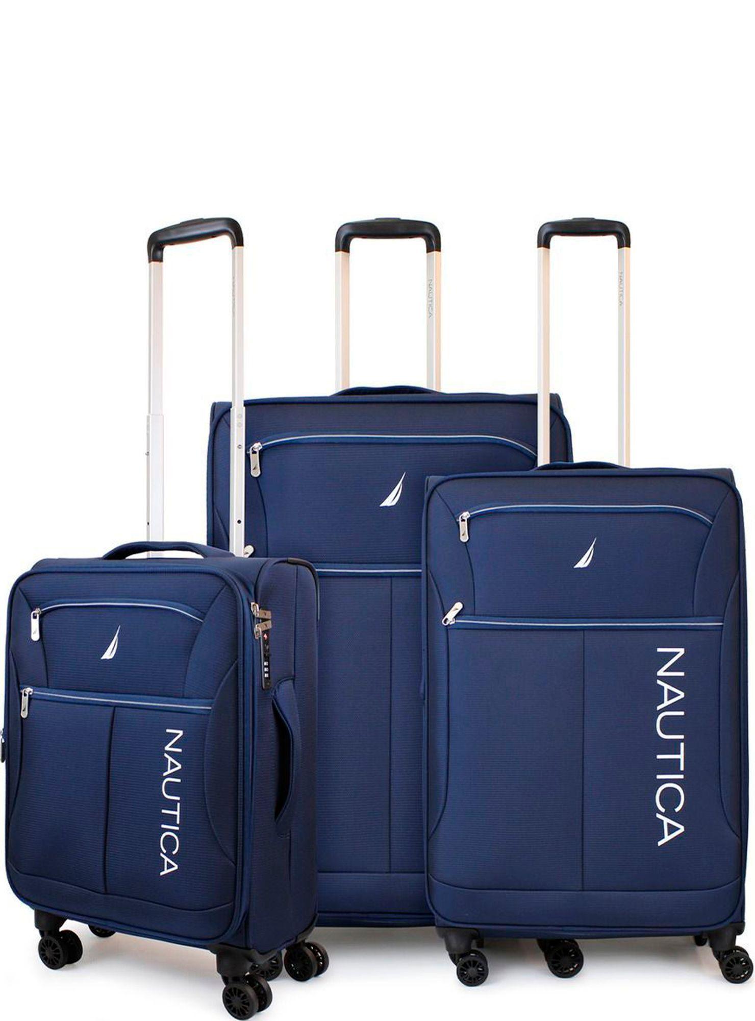 Set de 3 maletas blandas de tela S+M+L Nautica Valencia azul-0
