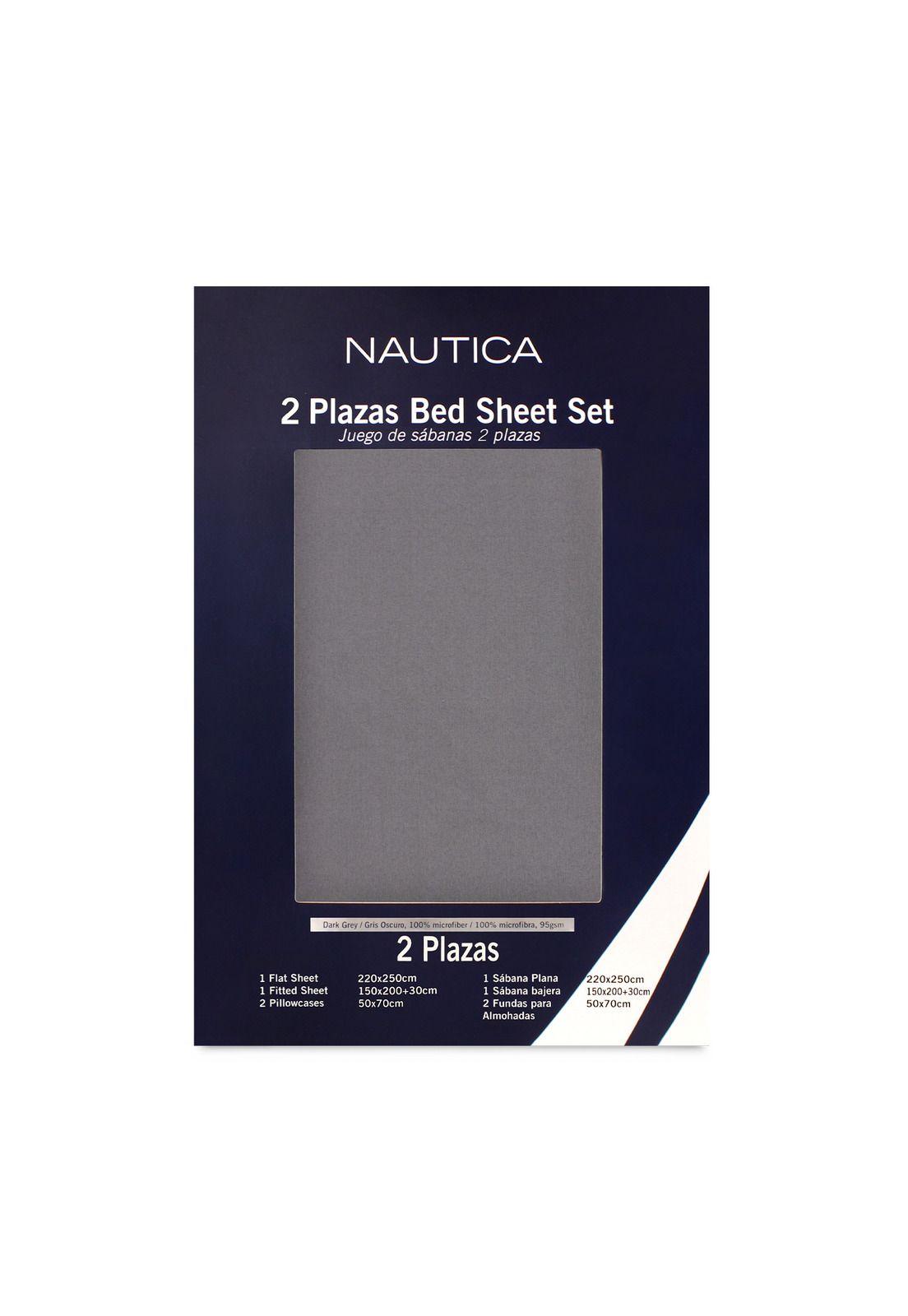 Juego de sábanas Nautica 4 piezas microfibra 2 plazas plomo-3
