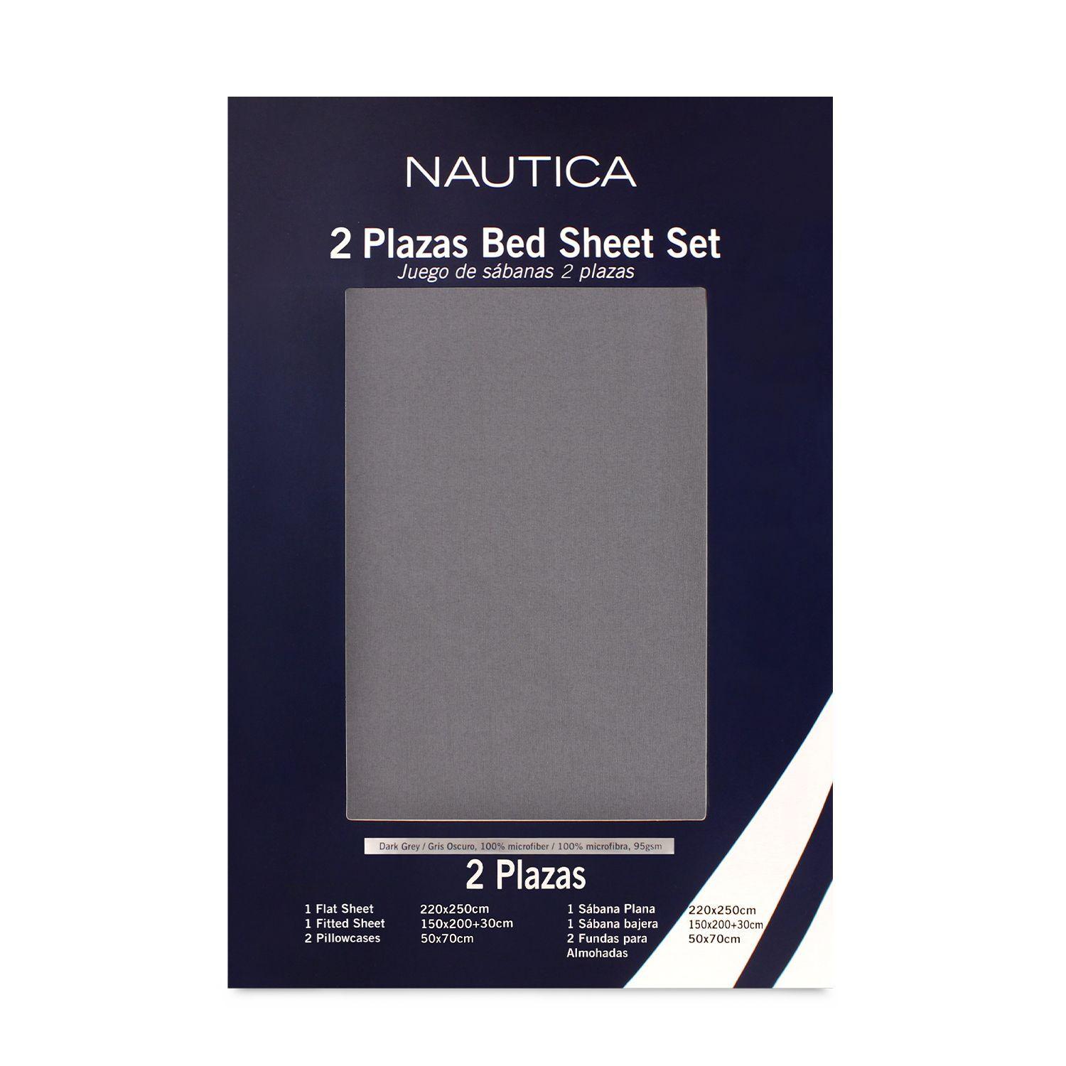 Juego de sábanas Nautica 4 piezas microfibra 2 plazas plomo-5