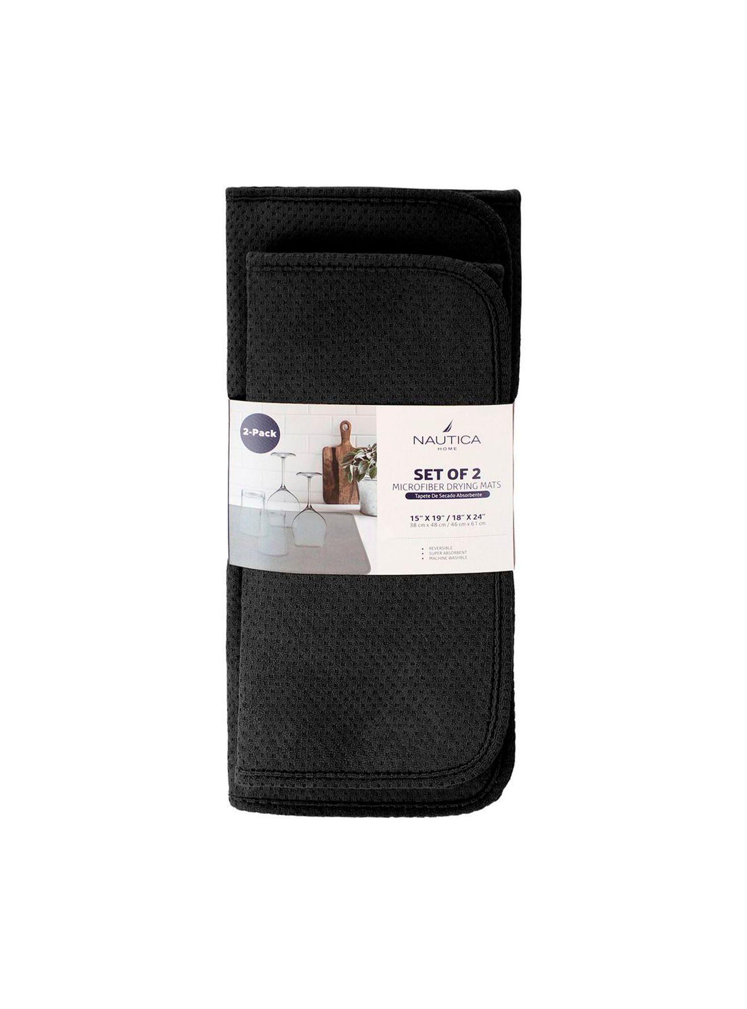 Set 2 Tapetes Secaplatos Alta Absorción Nautica Home para Cocina negro-3