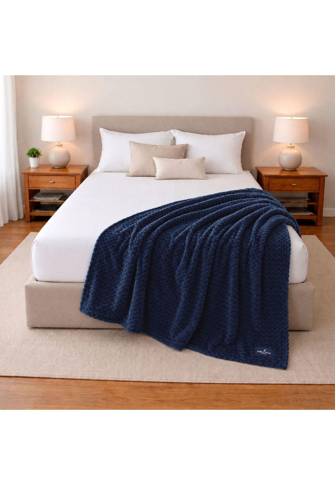 Pack 2 Mantas de Cama Nautica Home Jacquard Franela suave 127x178cm-0