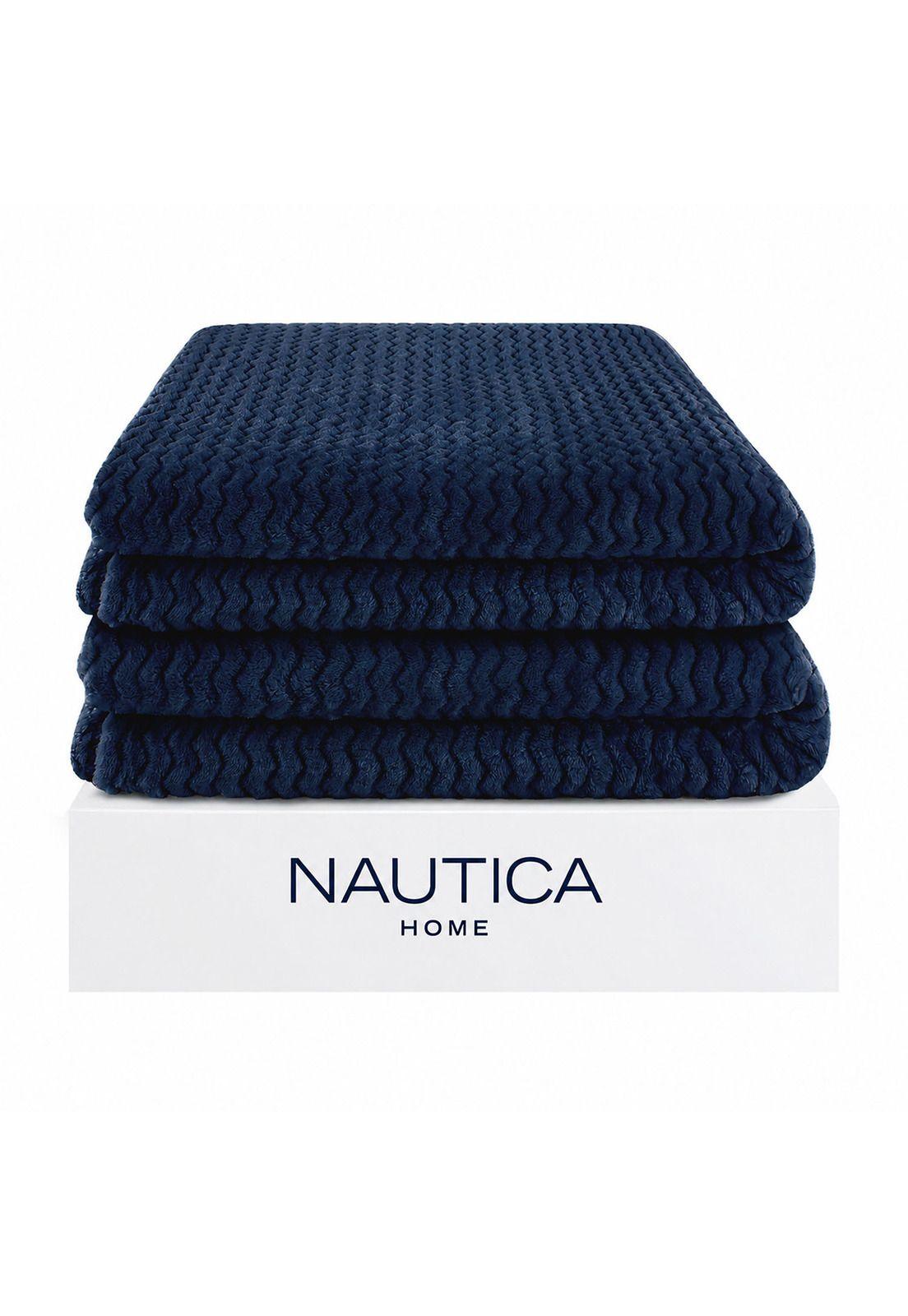 Pack 2 Mantas de Cama Nautica Home Jacquard Franela suave 127x178cm-1