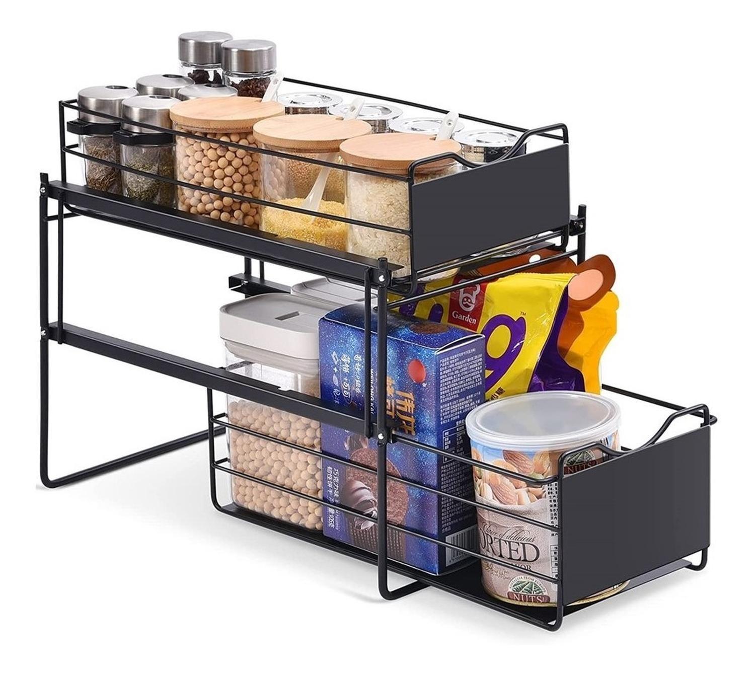 Organizador Estante Multiuso CasaTua Cocina Baño Blanco negro-0