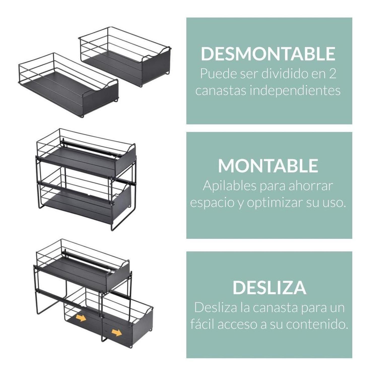 Organizador Estante Multiuso CasaTua Cocina Baño Blanco negro-1