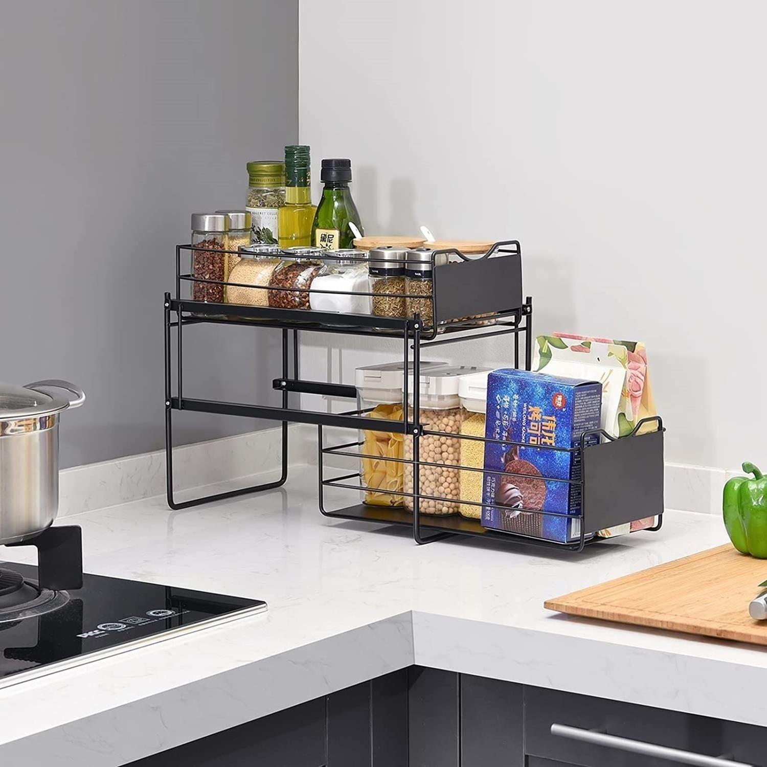 Organizador Estante Multiuso CasaTua Cocina Baño Blanco negro-2