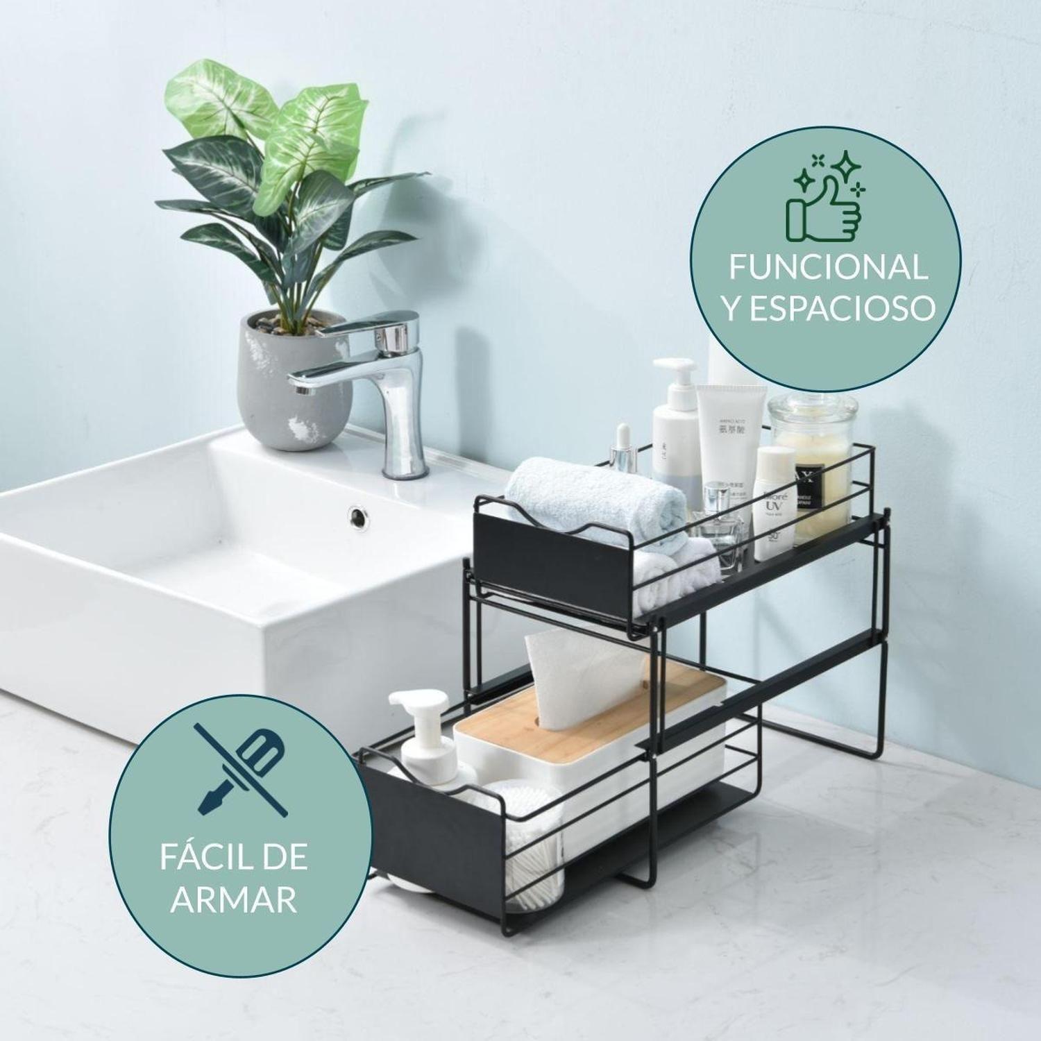 Organizador Estante Multiuso CasaTua Cocina Baño Blanco negro-6