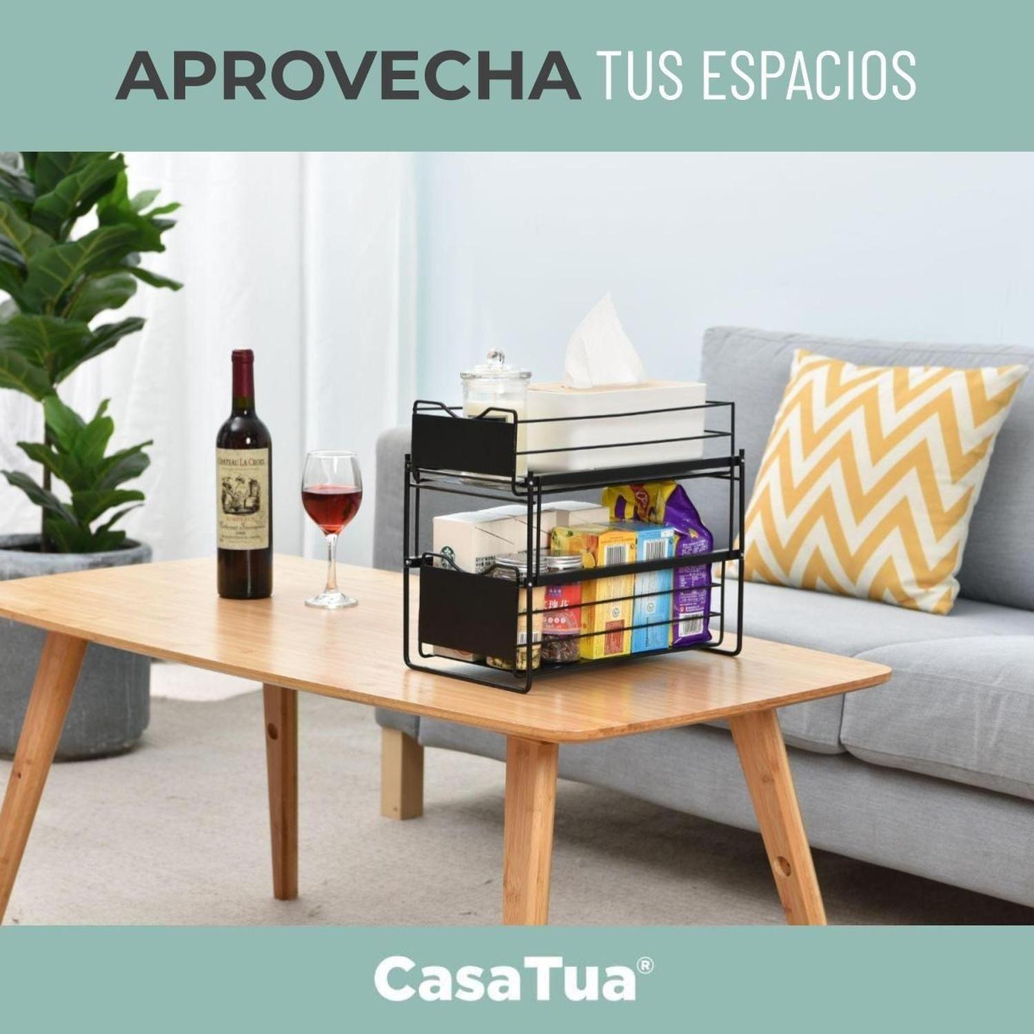 Organizador Estante Multiuso CasaTua Cocina Baño Blanco negro-7