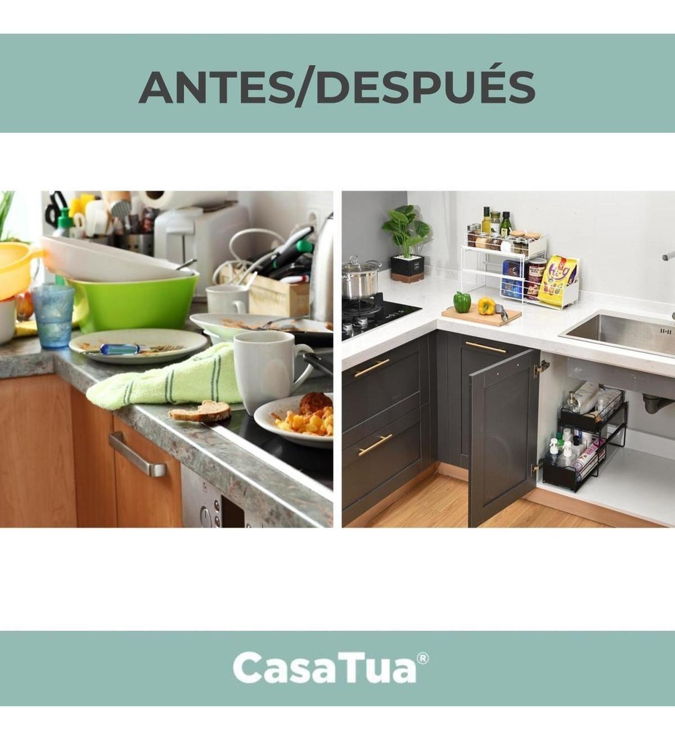 Organizador Estante Multiuso CasaTua Cocina Baño Blanco negro-8