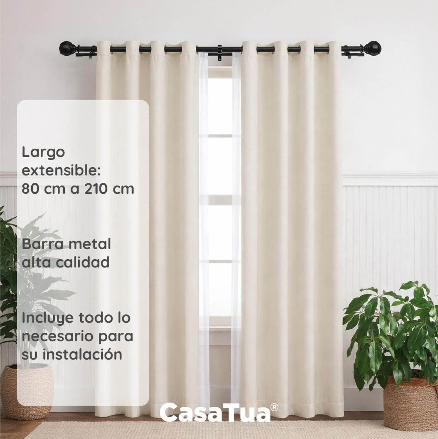 Barra Cortina Doble CasaTua Extensible 80 a 210cm + Soporte-1