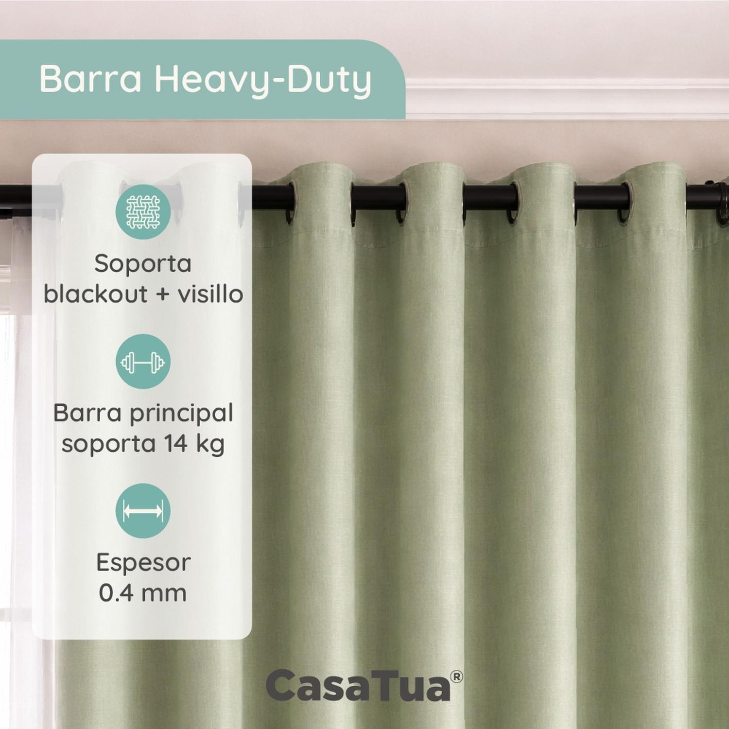 Barra Cortina Doble CasaTua Extensible 80 a 210cm + Soporte-2