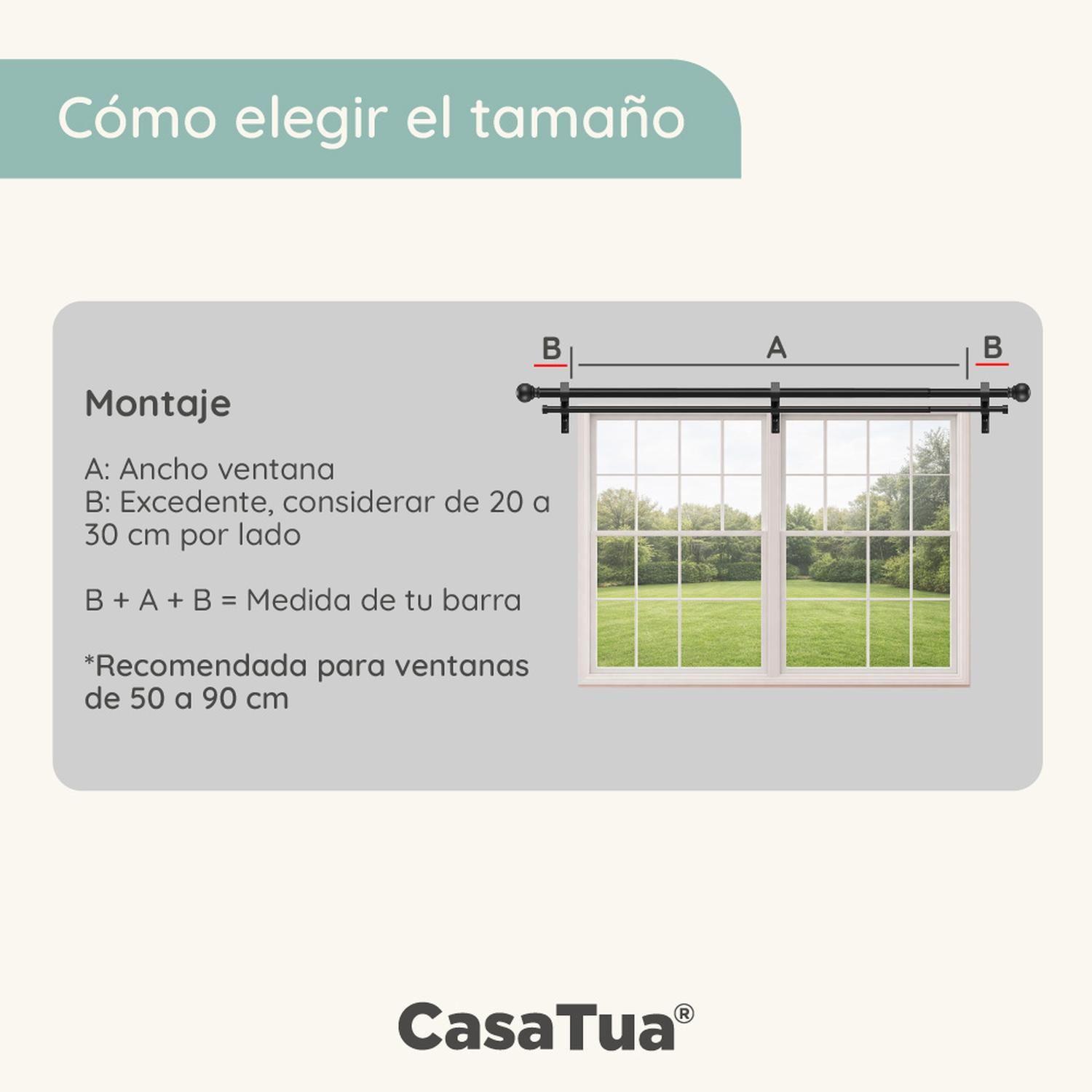 Barra Cortina Doble CasaTua Extensible 80 a 210cm + Soporte-5