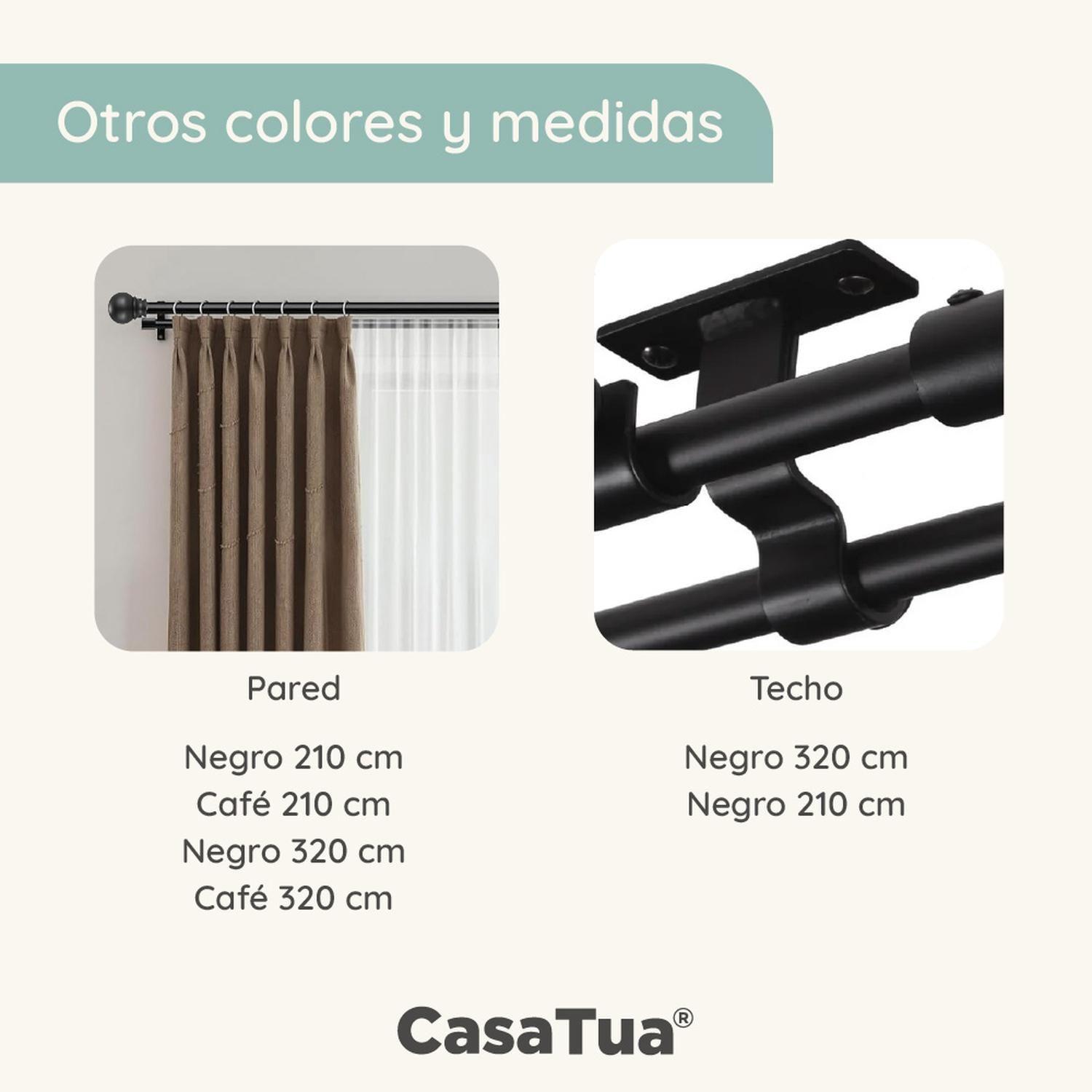 Barra Cortina Doble CasaTua Extensible 80 a 210cm + Soporte-7