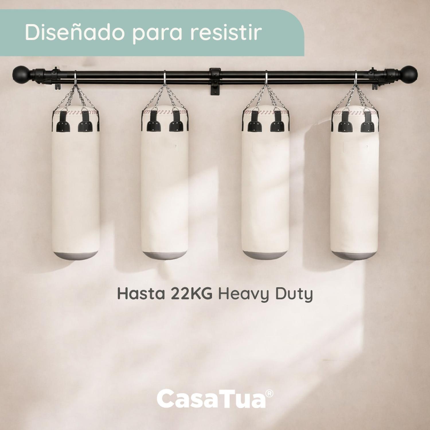 Barra Cortina Doble CasaTua Extensible 80 a 210cm + Soporte-2