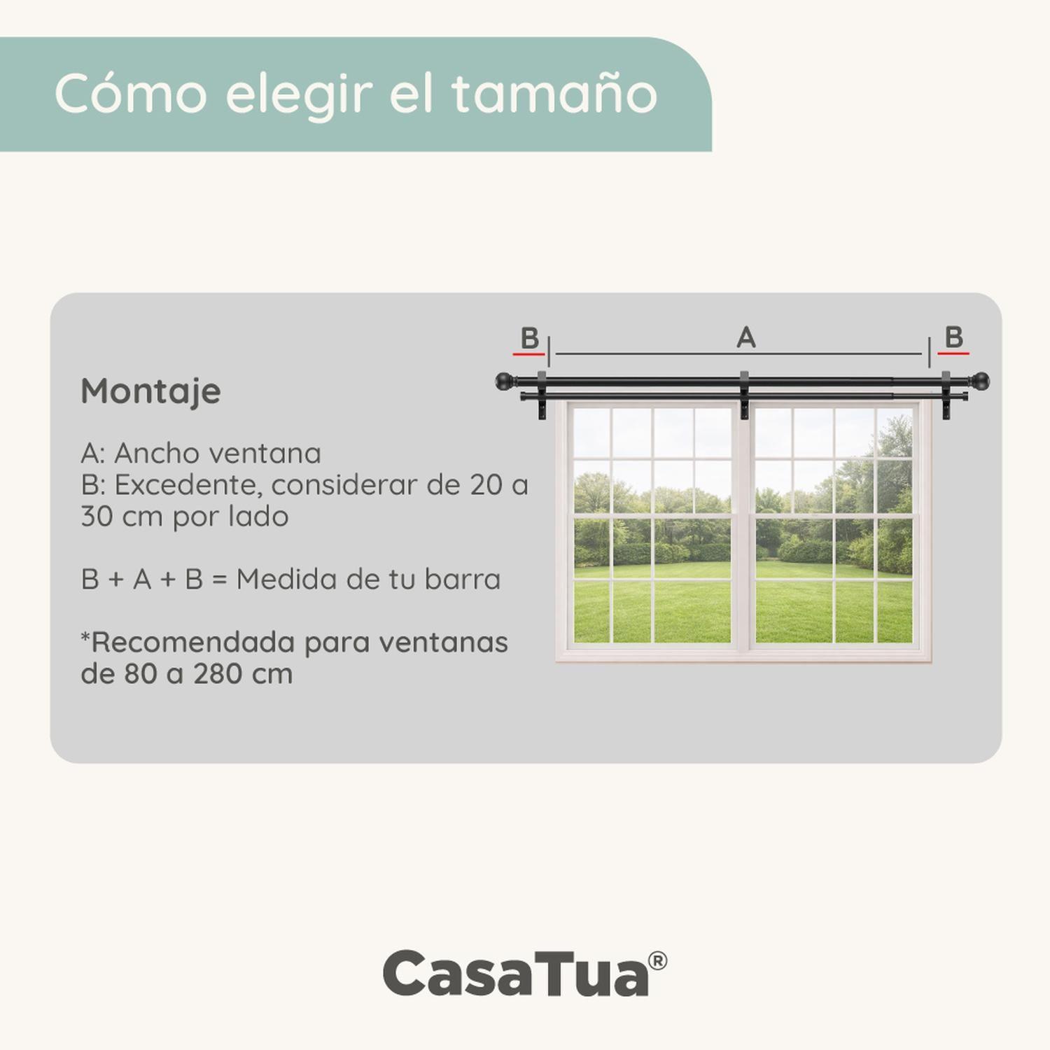 Barra Cortina Doble CasaTua Extensible 80 a 210cm + Soporte-5