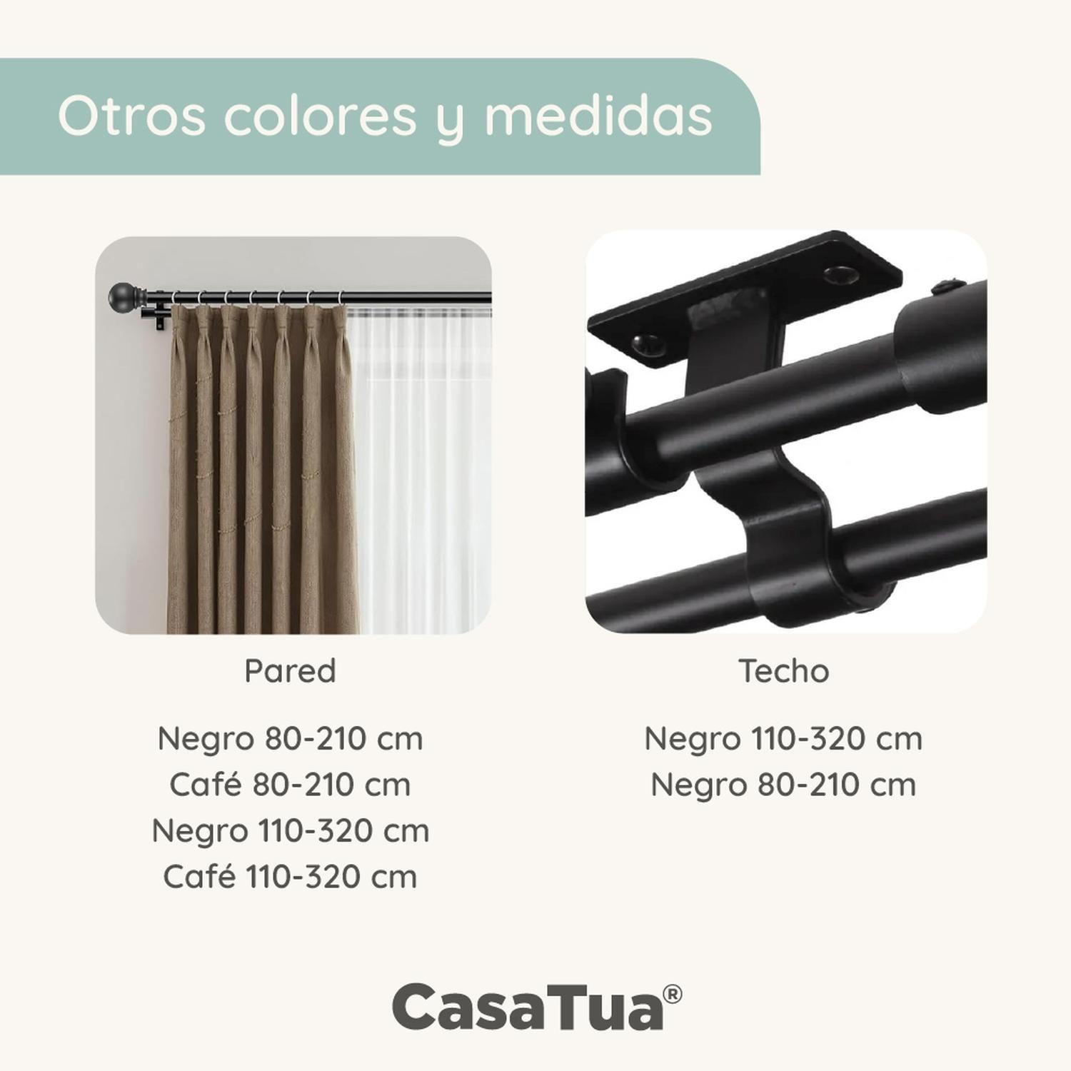 Barra Cortina Doble CasaTua Extensible 80 a 210cm + Soporte-8