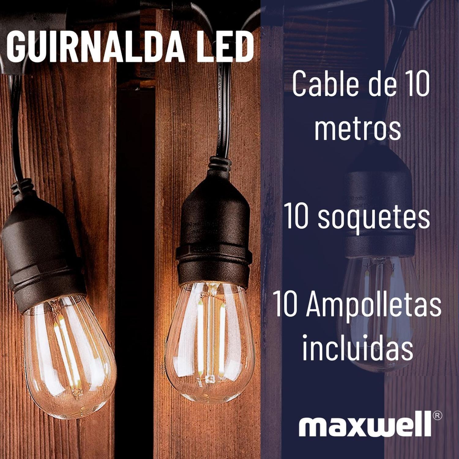Guirnalda Luces Led 10 Metros Unible Exterior +10 Ampolletas Ambar-1