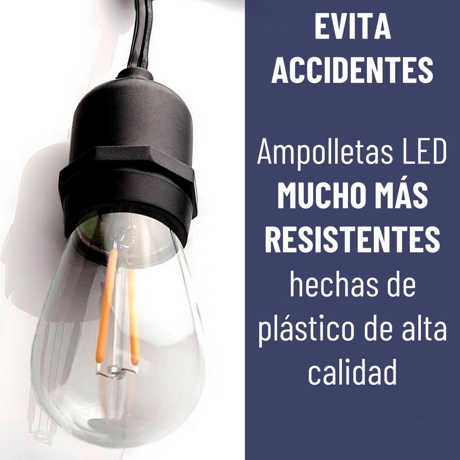 Guirnalda Luces Led 10 Metros Unible Exterior +10 Ampolletas Ambar-2
